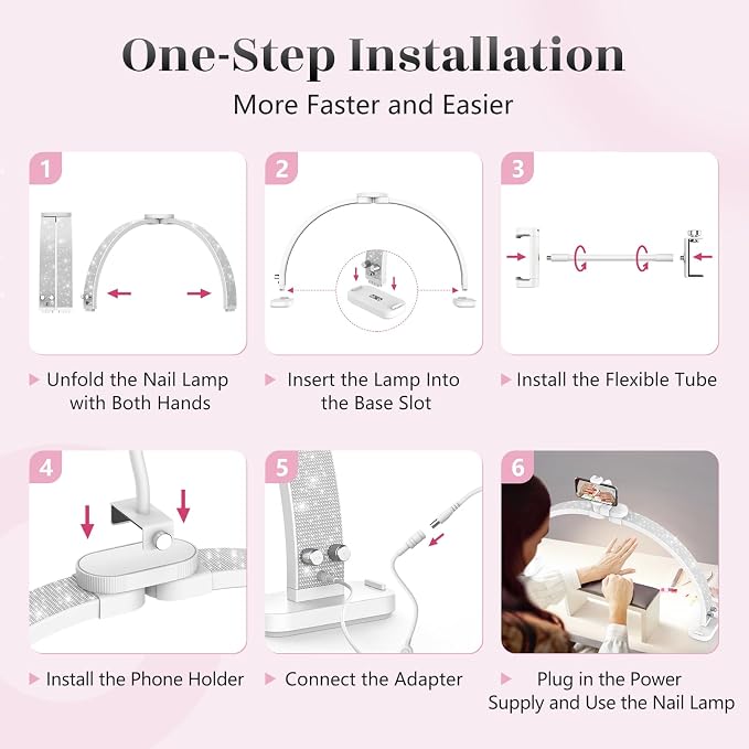 LIONVISON Half Moon Light for Nail Desk: 31-inch Manicure Table Light - 48W - Image 9