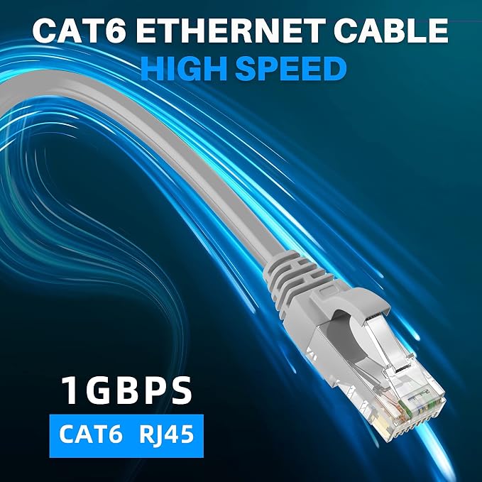 Adoreen Cat 6 Ethernet Cable 200 Ft-Gray, Outdoor & Indoor Snagless Long Round - Image 5