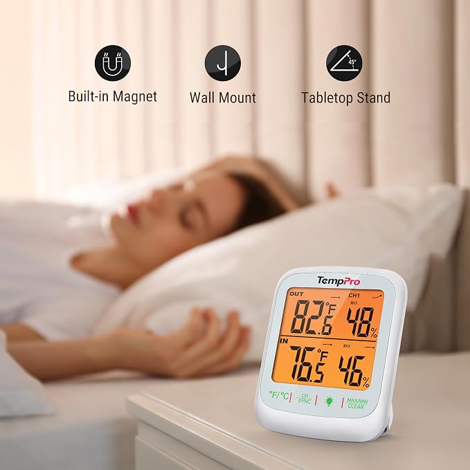 TempPro TP260B Indoor Outdoor Thermometer Wireless 1000FT Range, Digital - Image 7