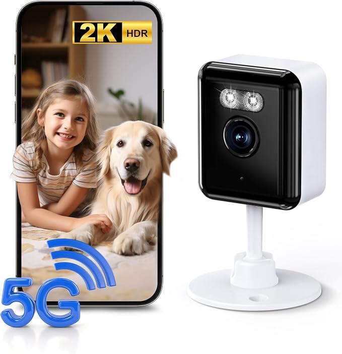 2K Cameras for Home Security, 2.4/5GHz Wi-Fi 6 Indoor Camera for by STARTWITHGianteye
