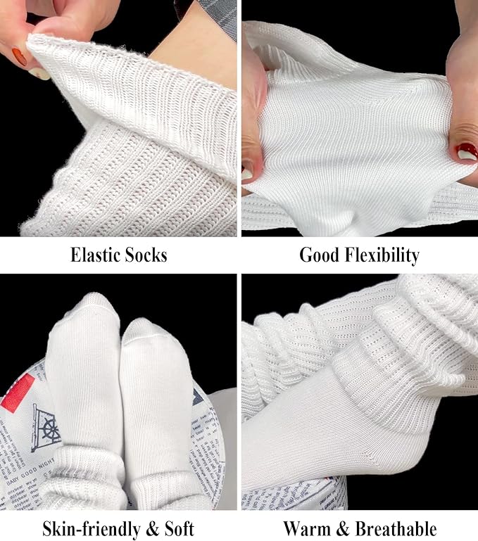 Women's Extra Knit Japanese Style Loose Socks White Lolita Leg Warmer Bubble - Image 3