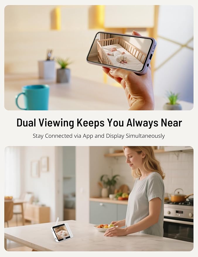 PARIS RHÔNE 2K Split-Screen Baby Monitor, 5” Smart Video Baby Monitor - Image 2