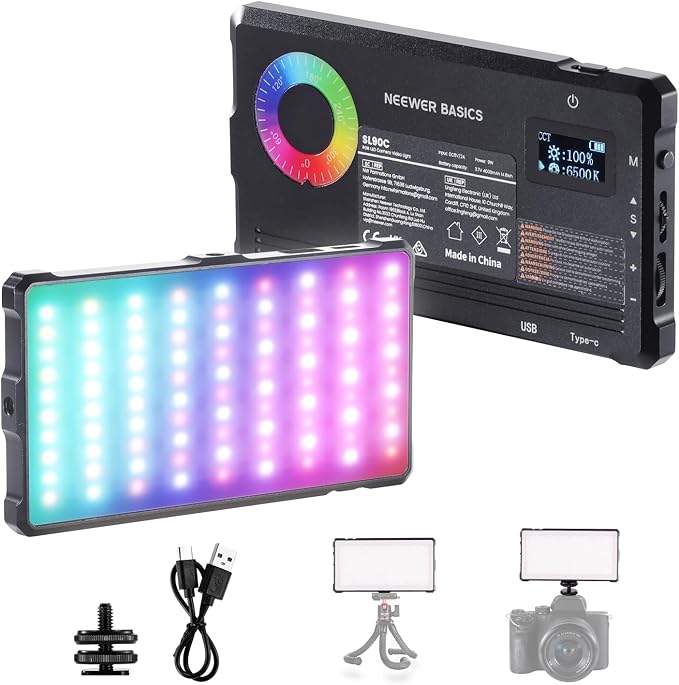 NEEWER Basics RGB Video Light, 8W 2700K-7500K Portable Full RGB Colors 17 by Neewer