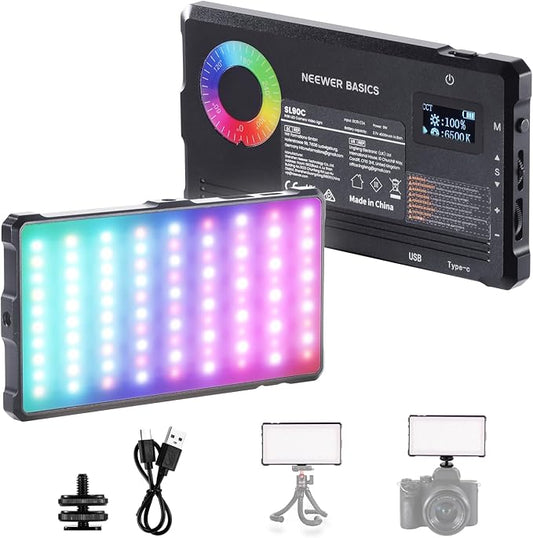 NEEWER Basics RGB Video Light, 8W 2700K-7500K Portable Full RGB Colors 17 by Neewer