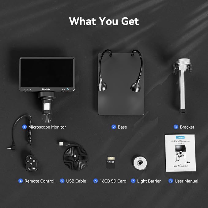 TOMLOV DM9B 7" Digital Microscope: 1080P 1200X Coin Microscope Magnifier - Image 9