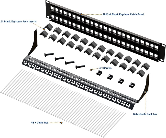 iwillink 48 Port Blank Keystone Patch Panel - Image 2