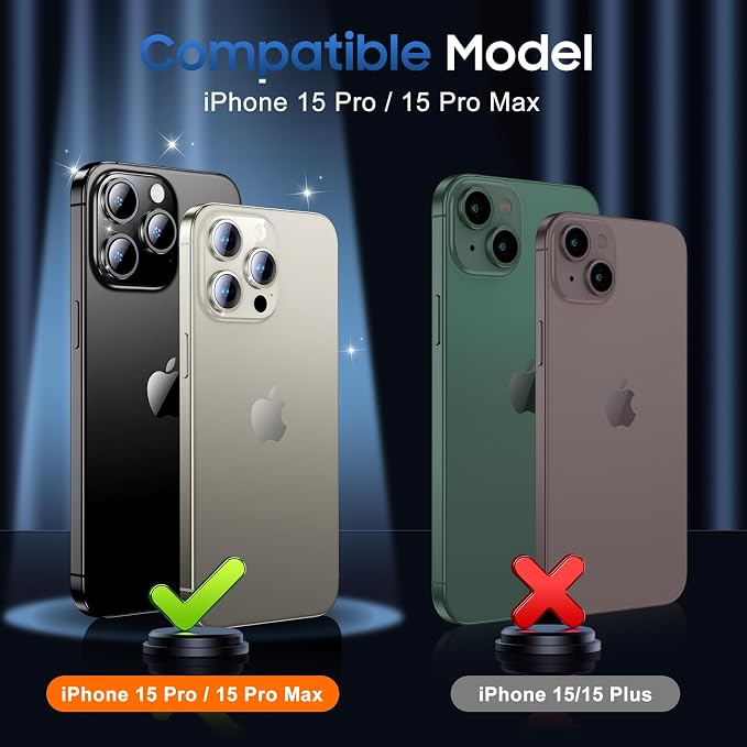 UniqueMe for 3 Pack iPhone 15 Pro/iPhone 15 Pro Max Camera Lens Protector - Image 7