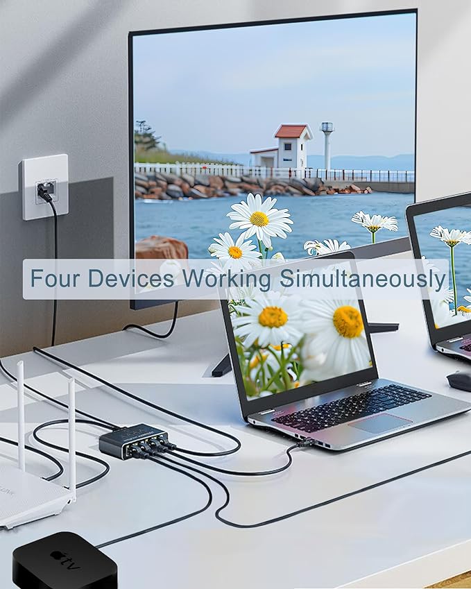 LIEZHUA Ethernet Splitter 1 to 4, 1000Mbps High Speed Ethernet Cable Splitter - Image 2