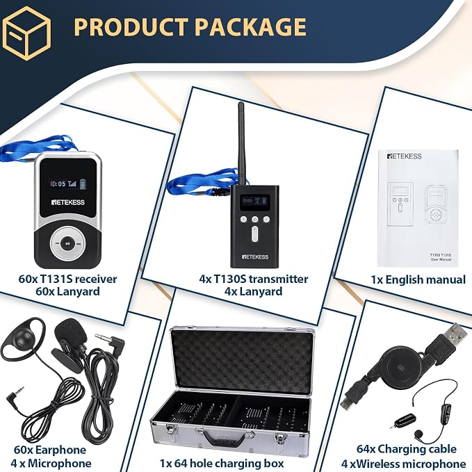 Retekess T130S School Tour Guide System, Tour Guide Microphone and Speaker - Image 9