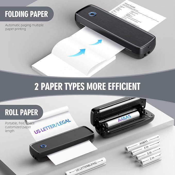 Portable Inkless Printer, Wireless Bluetooth Thermal Printer - Image 4