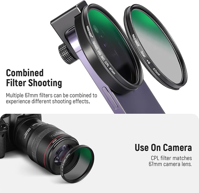 NEEWER 67mm CPL Filter for Phone, Circular Polarizing Camera Lens Filter - Image 7