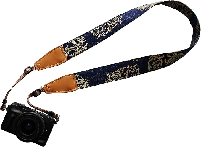 Original Design Personalized Adjustable Camera Strap Golden Flowers Line by Unknown