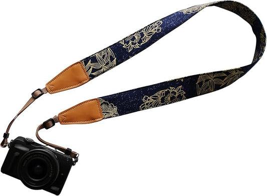 Original Design Personalized Adjustable Camera Strap Golden Flowers Line by Unknown