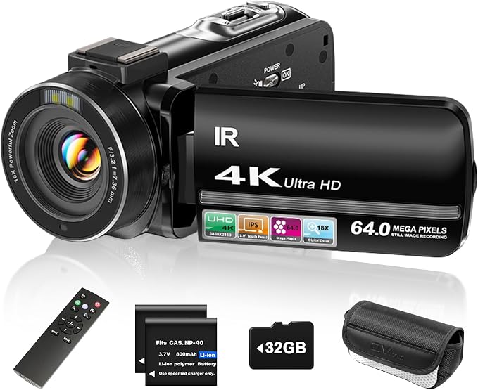 ZYDIIE 4K Video Camera Camcorder UHD 64MP Vlogging Camera by ZYDIIE