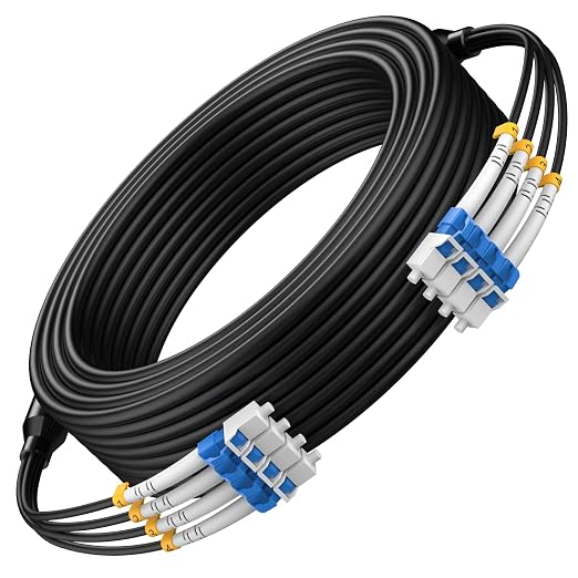 30M/98FT Outdoor Armored LC to LC Fiber Optic Cable, 4 Core OS2 Single Mode by Unknown