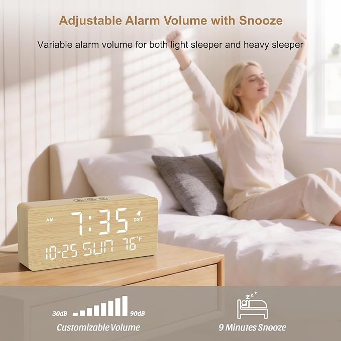 DreamSky Wooden Digital Alarm Clocks - Image 3