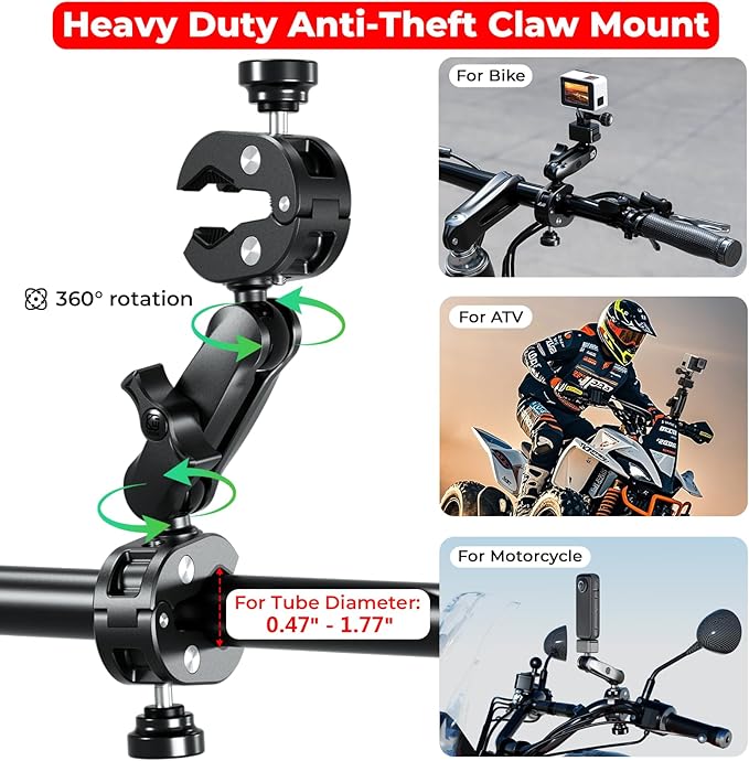VAZESWIN Aluminum Alloy Motorcycle Camera Mount Kit - Image 4