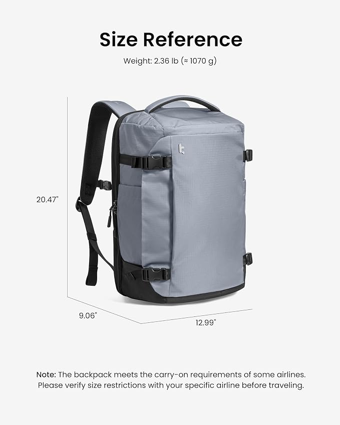 tomtoc Travel Backpack 40L, TSA Friendly Flight Approved Carry-on Luggage Hand - Image 11