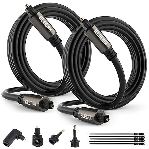 Elecan Optical Audio Cable 6 Ft/2 Pack Digital Audio Toslink Cable Cord-Fiber by Elecan