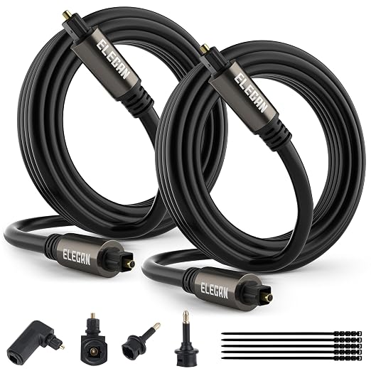 Elecan Optical Audio Cable 10 Ft/2 Pack Digital Audio Toslink Cable Cord-Fiber by Elecan