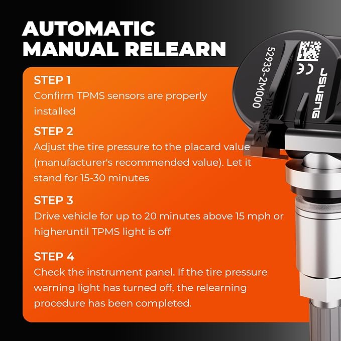 Jsueng 4-Pack TPMS Sensor Tire Pressure Monitoring Sensors Compatible - Image 9
