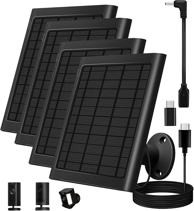 8W Solar Panel for Ring Camera, Solar Panel Charger Compatible by PUUQII