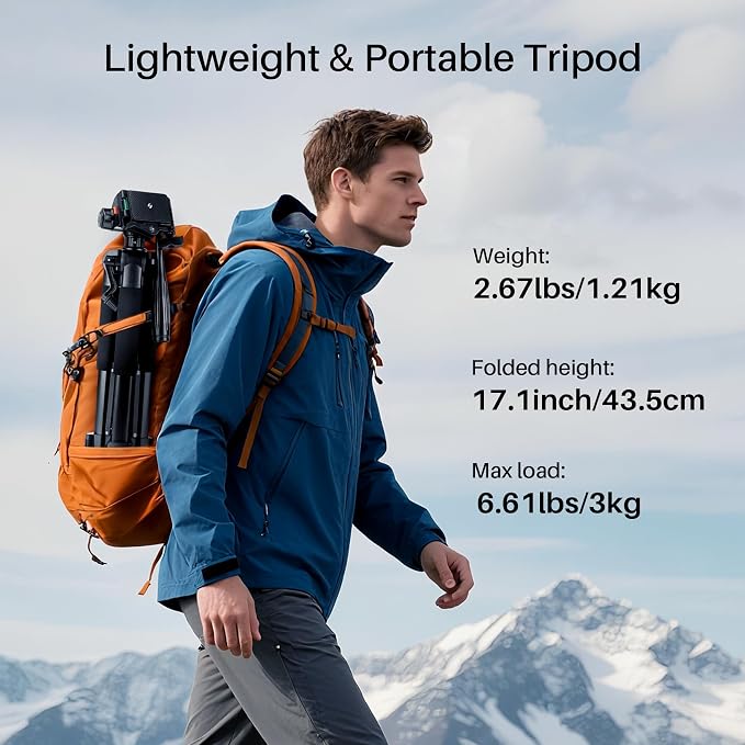 Fotopro 69'' Camera Tripod Lightweight Portable Travel Tripod - Image 4