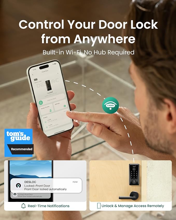 DESLOC Smart Lock D110 Plus, WiFi Fingerprint Smart Front Door Lock - Image 2