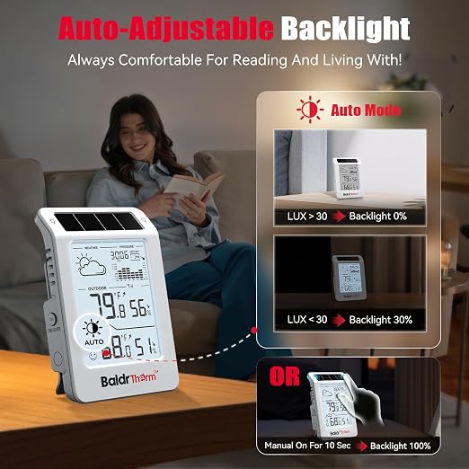 BaldrTherm Outdoor Indoor Thermometer Wireless Weather Station, Dual-Zone - Image 3