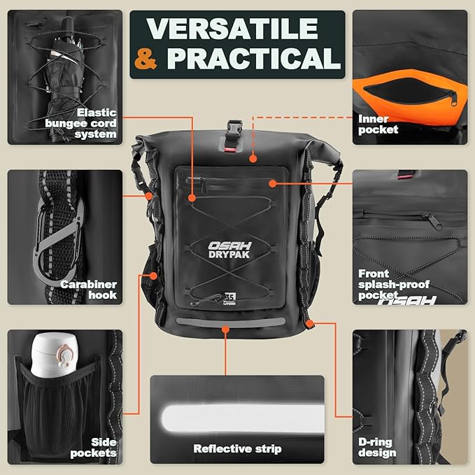 OSAH DRYPAK Waterproof Backpack Dry Bag 35L/55L/85L– Heavy Duty Roll-Top Hiking - Image 3