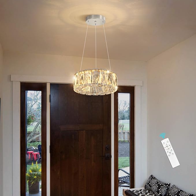 HAIXIANG Modern Crystal Chandelier Dimmable LED 8 Inch Ring Pendant Lights - Image 5