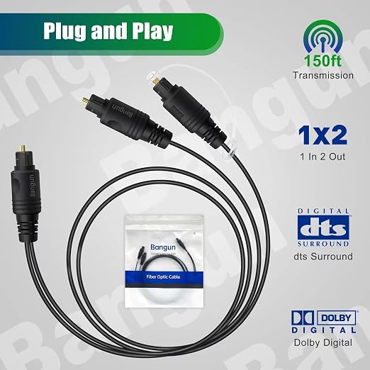 1x2 Digital Audio Splitter Cable, Toslink Digital Fiber Optic Audio Splitter 1 - Image 6