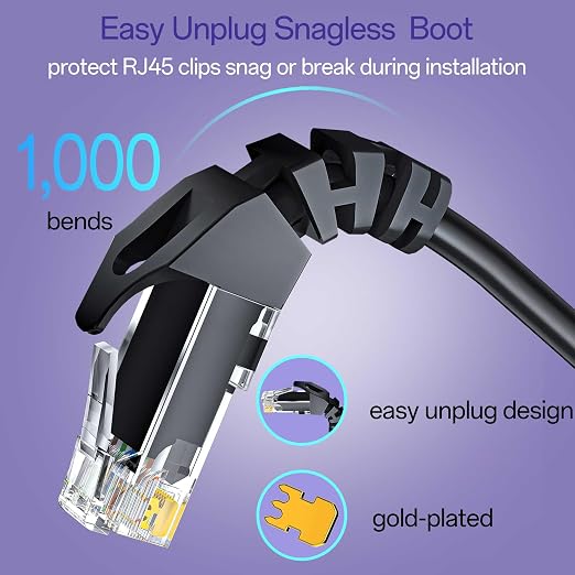 Cat 6 Ethernet Cable 3FT, Cat6 Ethernet Patch Cable 10Gbps, High-Speed UTP Cat6 - Image 4