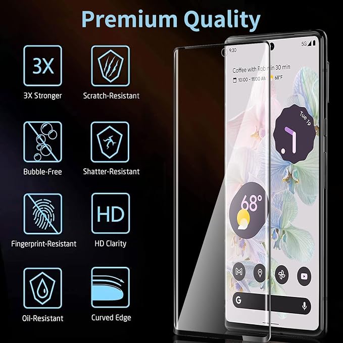 for Google Pixel 6 Pro Screen Protector, 9H Tempered Glass, Ultrasonic - Image 2
