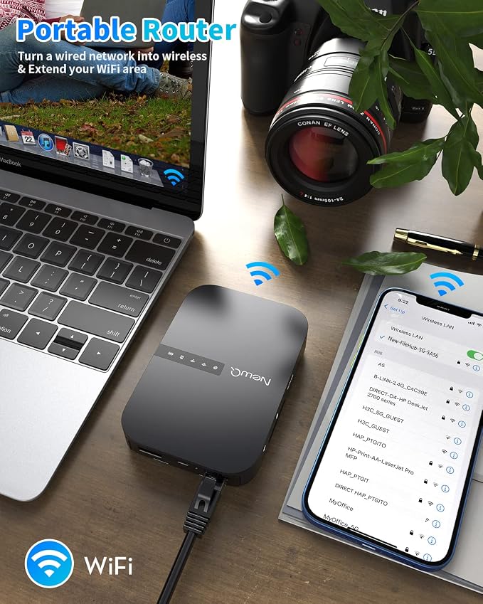 NewQ Filehub AC750 Travel Router: Portable Hard Drive SD Card Reader & Mini - Image 5