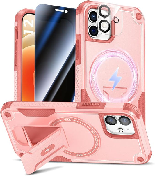 Goton for iPhone 12 Case with Privacy Tempered Glass Screen Protector & Camera by Goton