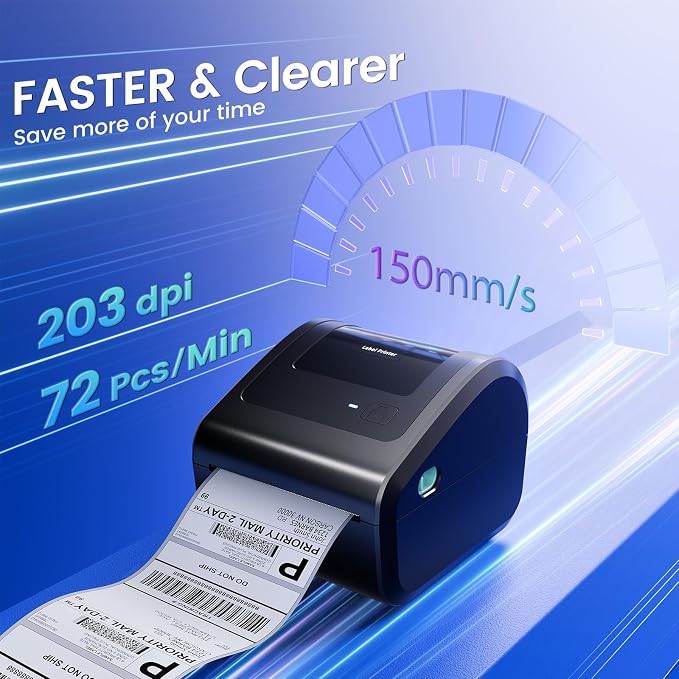 Bluetooth Shipping Label Printer 4x6, D450BT Thermal Label Printer - Image 6