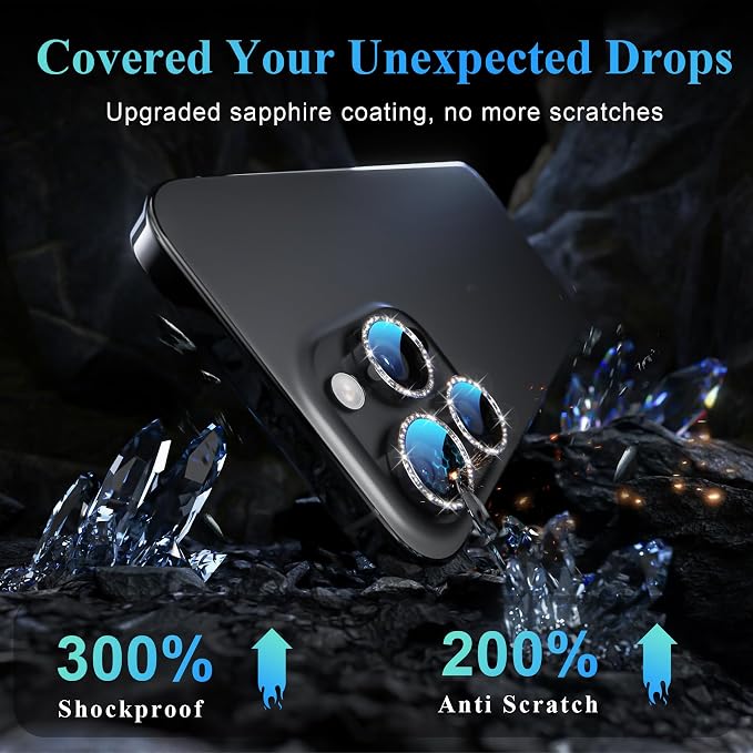 YWXTW Designed for iPhone 16 Pro/iPhone 16 Pro Max Camera Lens Protector Bling - Image 3