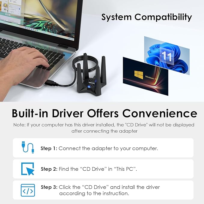 USB WiFi Adapter for Desktop PC, WAVLINK AX1800 WiFi 6 Adapter, Dual Band - Image 5