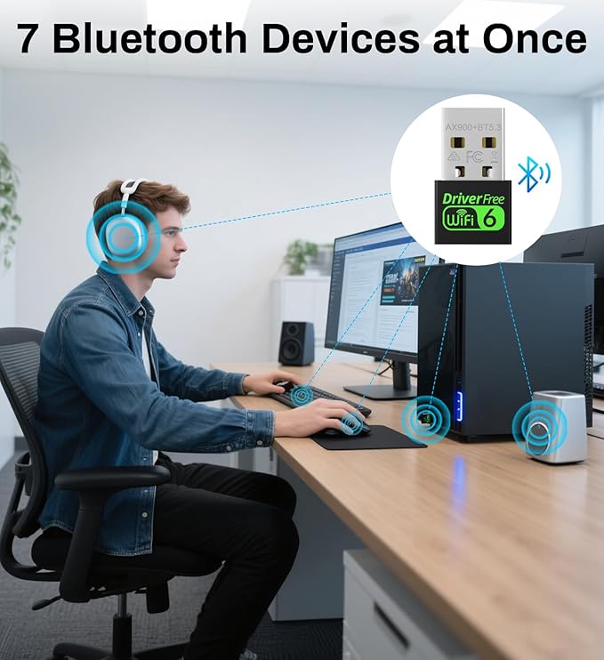 USB WiFi 6 Adapter for PC Desktop & Laptop, 900Mbps Dual Band 2.4/5GHz - Image 5