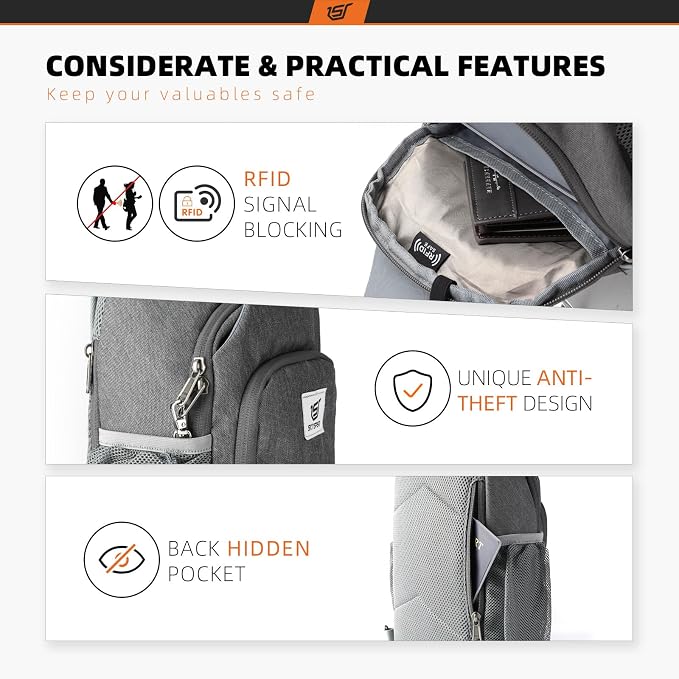 SKYSPER Sling Bag RFID Crossbody Sling Backpack Cross Body Shoulder Bag Travel - Image 3