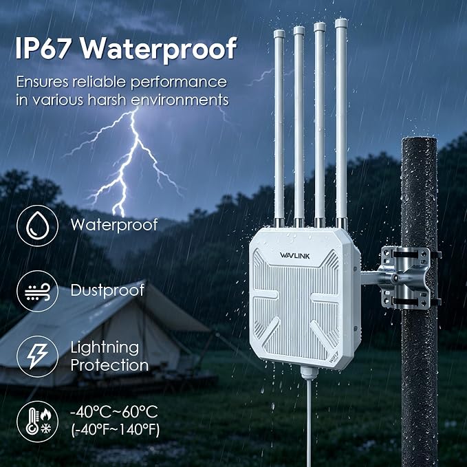 WAVLINK WiFi 7 BE5100 Outdoor WiFi Extender, Dual Band Long-Range Outdoor WiFi - Image 4