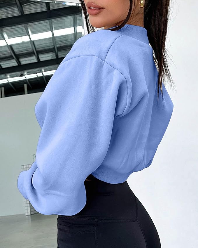 Zwurew Women's Bolero Shrug Long Sleeve Cropped Sweatshirt - Image 3