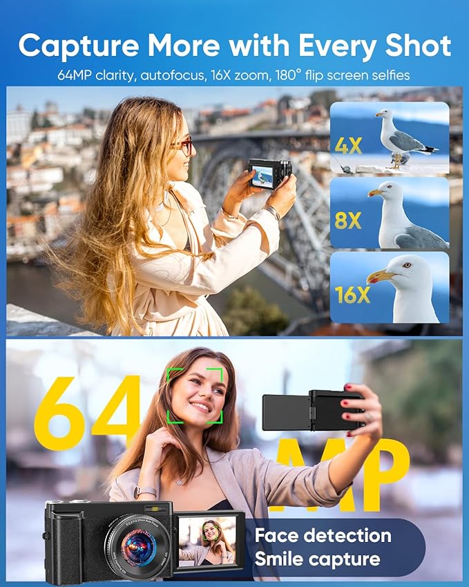 4K Digital Camera for Photography, 2026 Latest WiFi 64MP Vlogging Camera for - Image 3