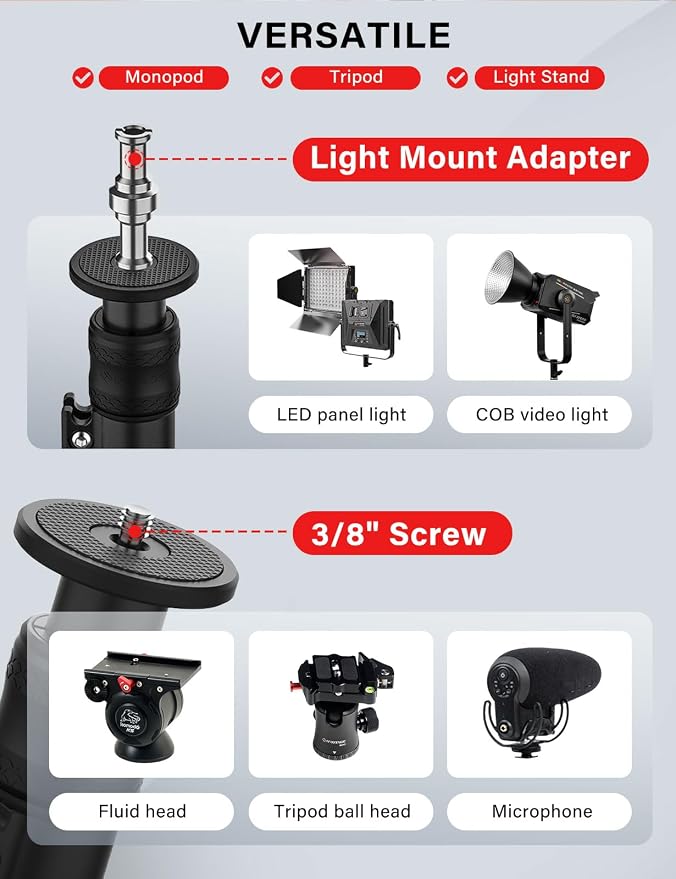 IFOOTAGE A400 Round Base Monopod Light Stand - Image 5