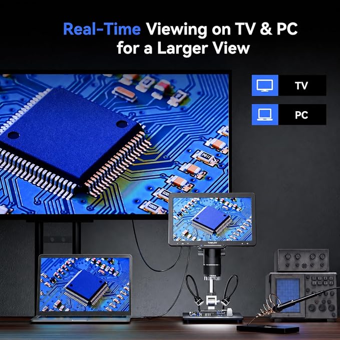 TOMLOV TriL110 3-Lens Digital Microscope: 10.1" 2500X 2K HD Coin Microscope - Image 7