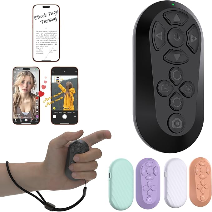 Bluetooth Remote Controller for TikTok Scrolling/Camera/Video Recording/Kindle by Guvohut