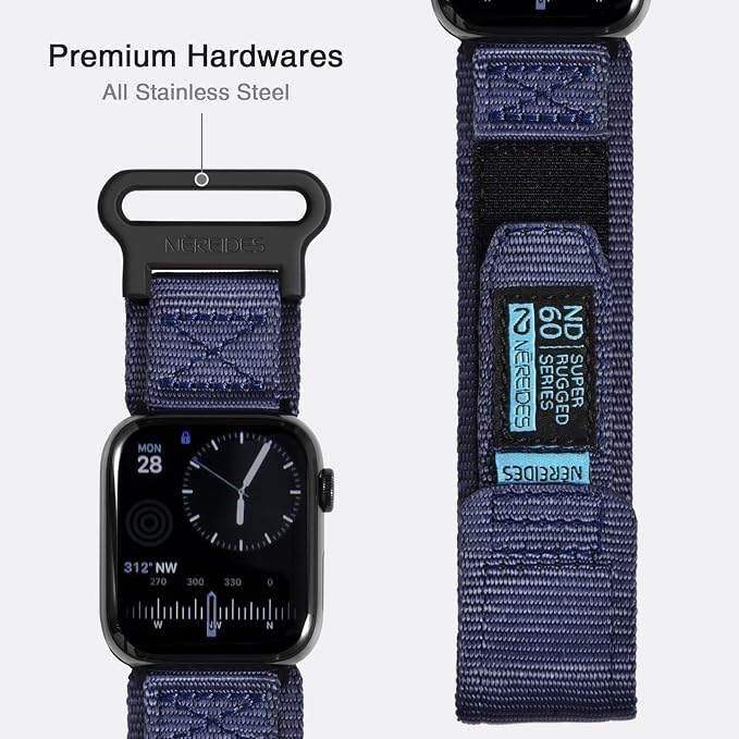 Nereides Compatible with Apple Watch Band Ultra 3/2/1, Nylon Sports Strap with - Image 7