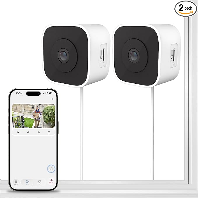 3MP 2K Window Camera, Indoor Camera by SnapBud