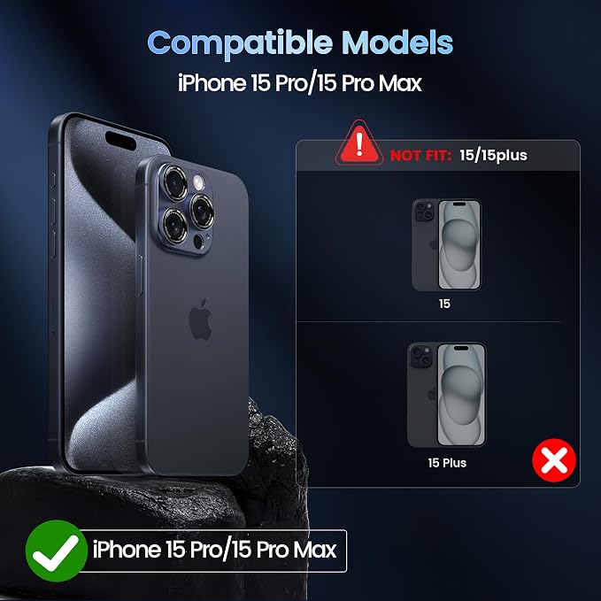 CACOE Camera Lens Protector for iPhone 15 Pro/15 Pro Max - Image 2